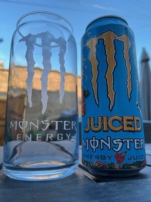 GRAVIERTES MONSTER ENERGY Glas in Dosenform 500ml NEU