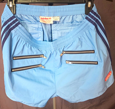 adidas Lotta Volkova Blue Woven Athletic Shorts M Elastic Waist Pockets