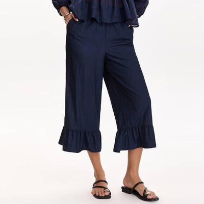Women's Flared Ruffle Hem Pants - A New Day  Dark Blue XL
