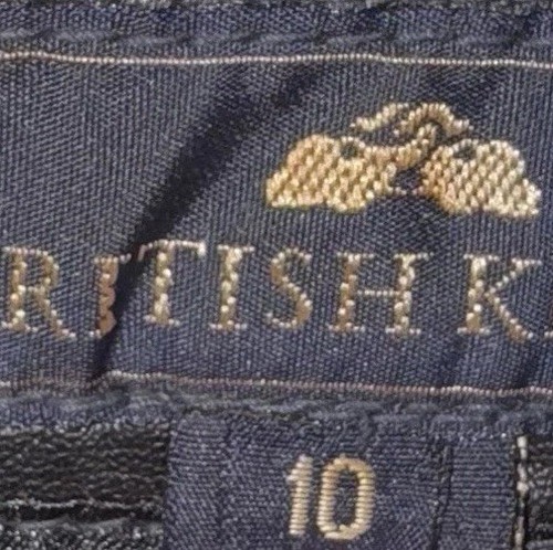 British Khaki Skirt Sz 10 Black Leather Short - Picture 3 of 7