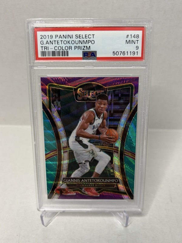 2019 Panini Select Giannis Antetokounmpo Tri Color PRIZM PSA 9 Premier Level