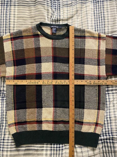 Vintage 90s Nautica Linen & Cotton Blend Knit Sweater Opa Color Block Large - Bild 4 von 6