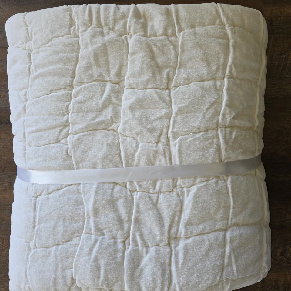 TOTALMENTE NUEVO Edredón Pottery Barn Acogedor Nube Hecho a Mano Completo/Reina Blanco Foto 4 de 4