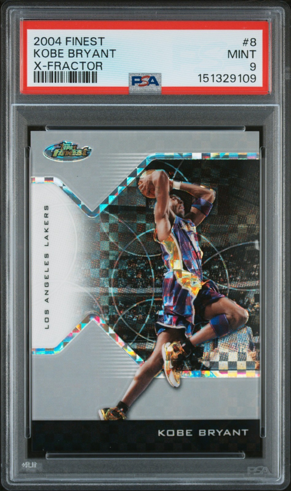 2004 Topps Finest X-Fractor Kobe Bryant #8 (181/199) PSA 9 Mint [L.A. Lakers]