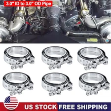 3" Inches V-Band Flange&Clamp Kit Male/Female With Ridge Exhaust Stainless 6 Pcs