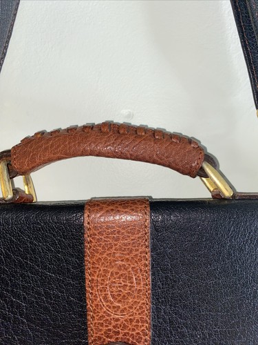 De Colección Esquire Bolso de Cuero Negro Herrajes Dorados Maletín de Hombro Muy R - Imagen 4 de 18