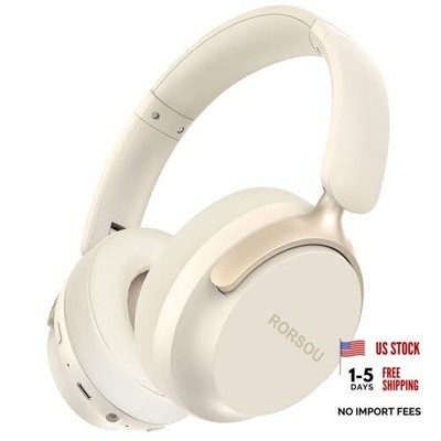 B8 Bluetooth Headphones Over Ear, 6 EQ Music Modes and 50H Beige White