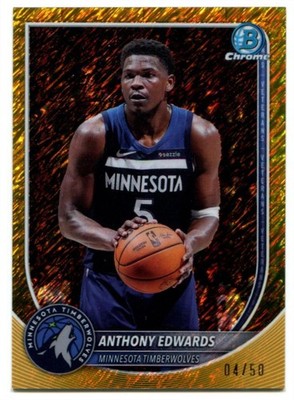 2025-26 Bowman Chrome Anthony Edwards Gold Shimmer Refractor 04/50 Timberwolves