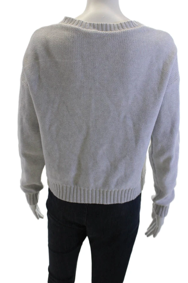 Cárdigan Cotton By Autumn Cashmere para mujer gris cuello en V botón talla S Foto 3 de 4