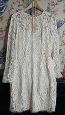 Vintage style cream floral lace midi occasion dress size 12 Next