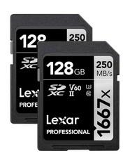 128GB 2-Pack Professional 1667x SD Card, UHS-II, C10, U3, V60, Full HD, 4K,...