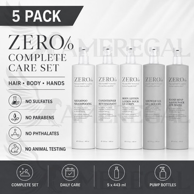Zero% By Gilchrist & Soames - Shampoo, Conditioner, Shower Gel, Lotion, Soap 5PK