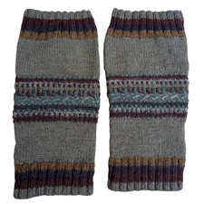 Lost Horizons Handmade Nepal 100 Wool Grey Fair Isle Leg Warmers One Size