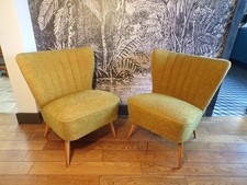 Paire FAUTEUIL COCKTAIL VINTAGE Jaune-vert-DESIGN 1950 60