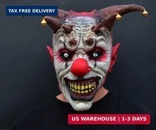 Scary Creepy Halloween Clown Evil Latex Mask - Evil Jester Clown