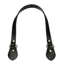 Leather Purse Strap, 20.3" Sew on Bag Handles with Ear Shape End, Black