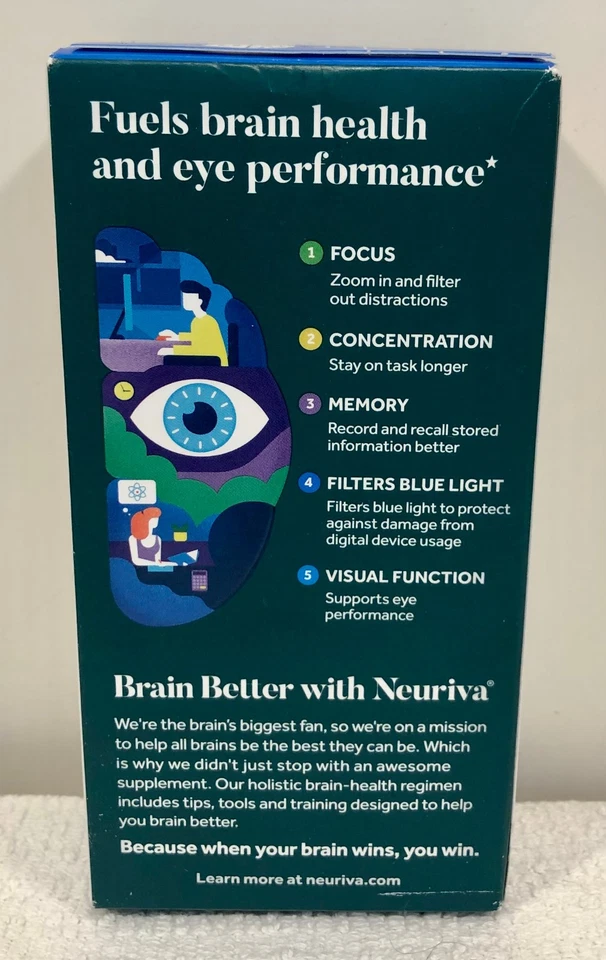 🎁 Ноотропная концентрация внимания добавка для мозга и глаз Neuriva ПОДЛИННАЯ плюс 🎁 - Изображение 3 из 4