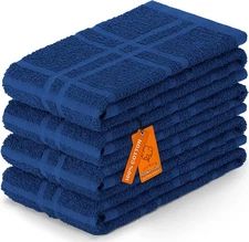 DecorRack Large Kitchen Towels, 15" x 25" Absorbent Dishcloths, Large, Blue 