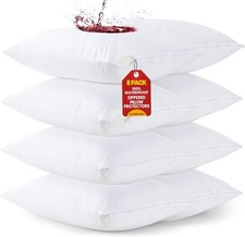 8 Pack Waterproof Pillow Protectors with Zipper Queen Size White