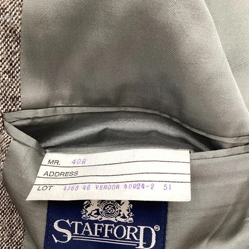 Stafford Men's Gray Herringbone Tweed Virgin Wool Sport Coat Blazer 40R image 4