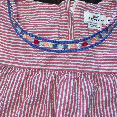 Girls Vineyard Vines Seersucker Striped Party Dress Size 10 - Picture 3 of 7
