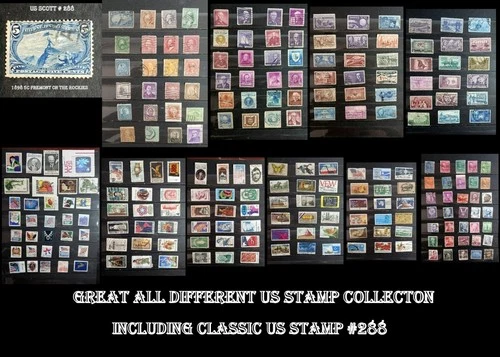 All Different US Stamp Collection + #288 1898 5c Fremont on the Rocky Mountains