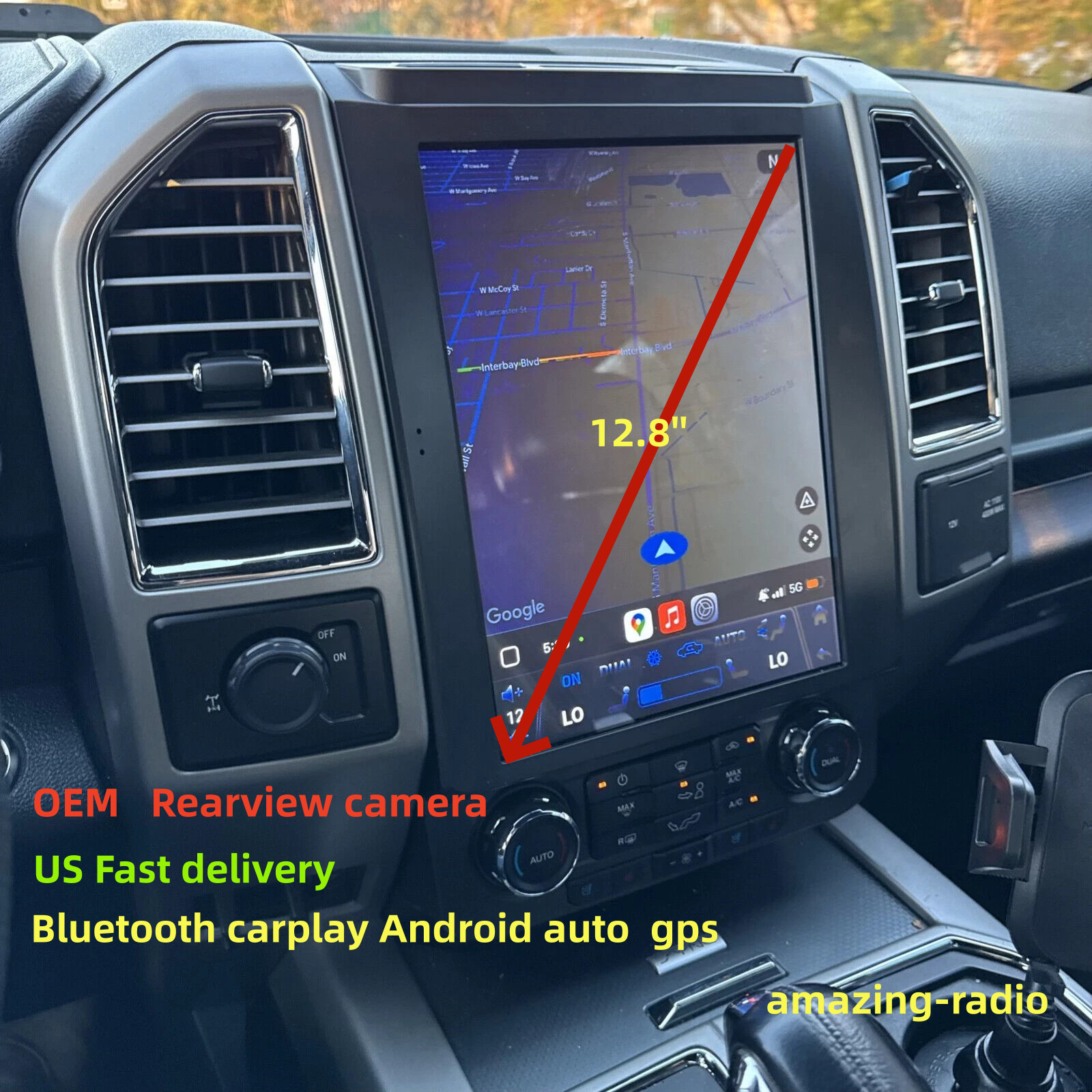 Stereo For Ford F150 2015-2021 Android Oem Camera Vertical U