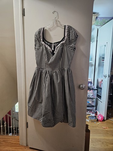 Size 3X Vixen By Micheline Pitt Bardot Swing Dress Black And White Gingham