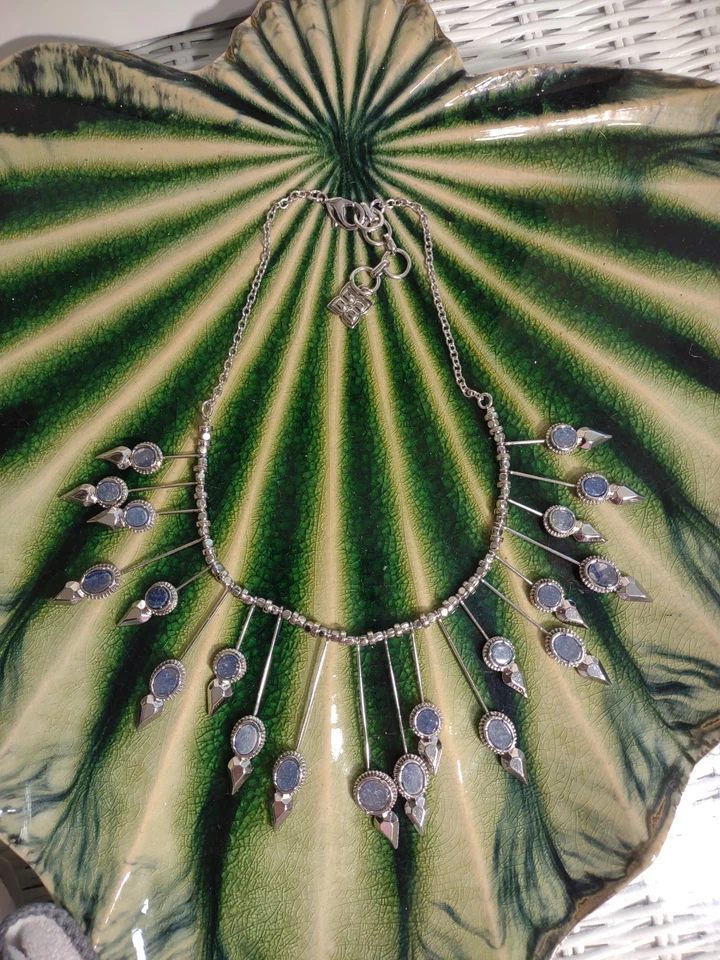 BcBGMaxAzria Natural Stone Sunburst Silver Necklace - Image 2 of 4