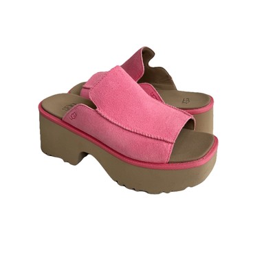 UGG NEW HEIGHTS SLIDE PINK SLIP ON PLATFORM SANDALS US 8.5 / EU