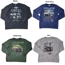 Men's Licensed Relaxed Fit Moto Graphic Soft Fleece Crew