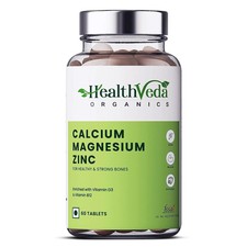 Health Veda Organics Calcium, Magnesium, Zinc with Vit D3, B12, 1000mg - 60 Tabs 0.32 per thousand milligrams