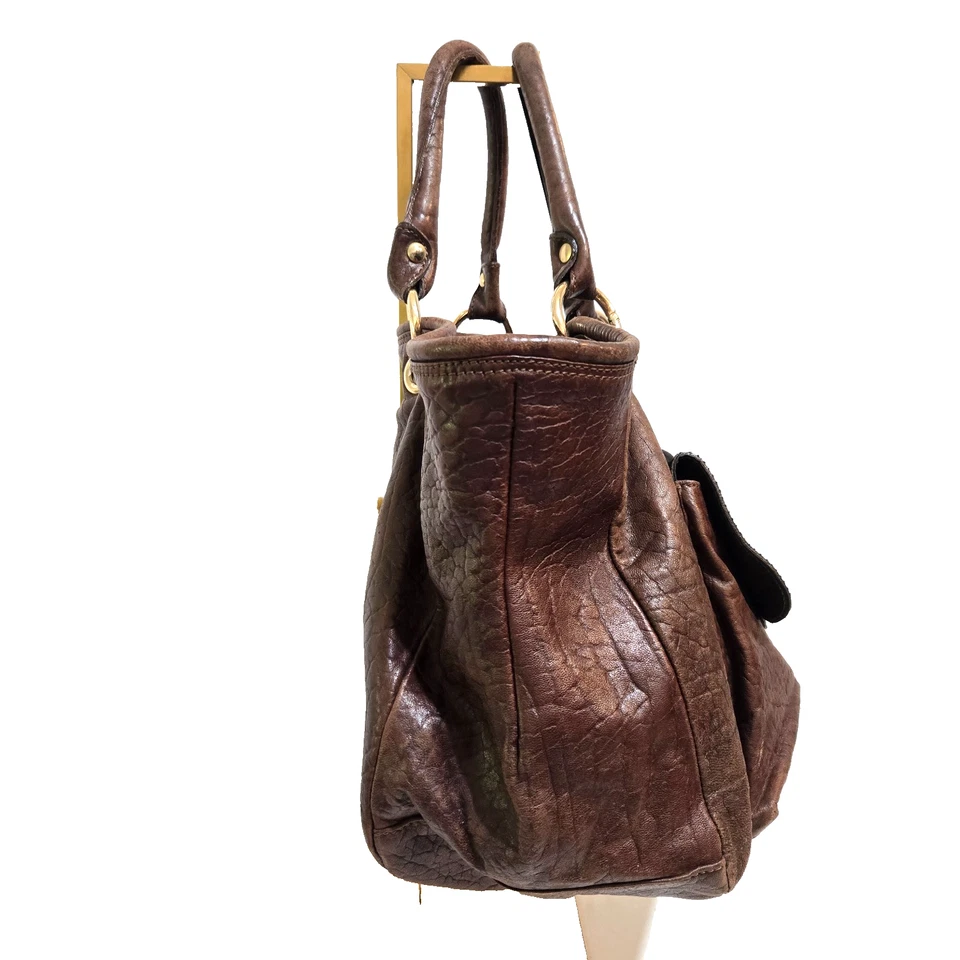 Bolso de Viaje Aleanto Collezioni Italia Cuero Marrón Grande 10x15 Boho Solapa de Piel Foto 3 de 4