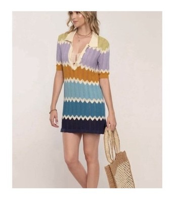 heartloom crochet dress Anthropologie Chevron Knit Cover-Up Sz M Cotton Polo Collar SIZE:3S-2M-1L Under 800$ Bandage Maxi Dress Bandage Neckline to hem measures