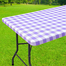 4 Foot Picnic Table Cloth, Flannel Backed Fitted Vinyl tablecloths Waterproof