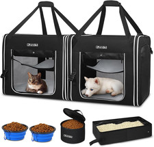 Portable Double Cat Carrier with Litter Box for Multiple Cats 2In1 Car Travel Ca
