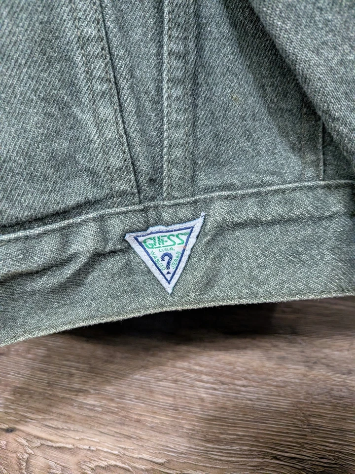 Vintage 80s Guess Denim Jacket Mens XL Georges Marciano Blue Green USA 38803 - Image 4 of 4