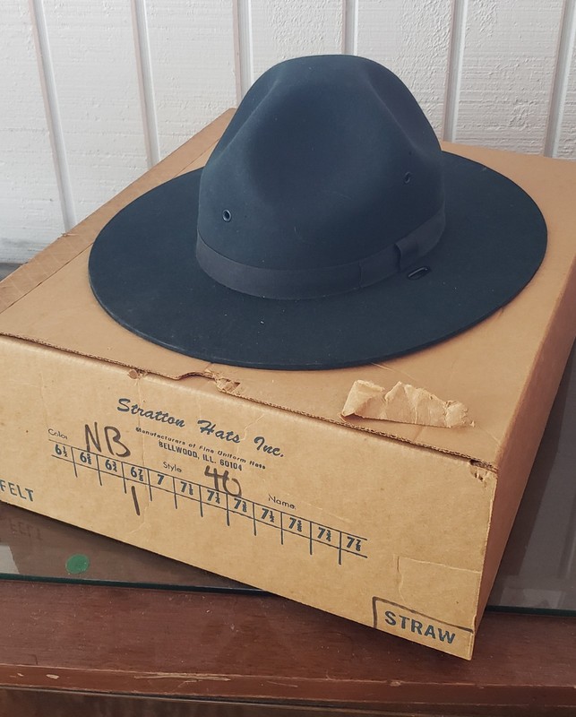 1950's-60s Felt STRATTON LAWMANS  HAT Blue STATE POLICE TROOPER 6- 7/8 MINT wBox