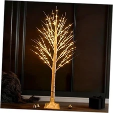 Lighted Birch Tree, 6 FT Prelit White Artificial Christmas Trees with 1 Pack