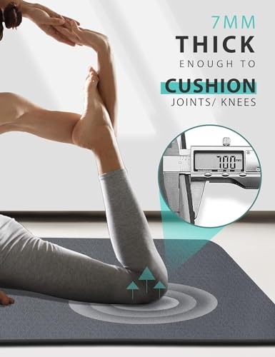 Extra Wide 72x32 Inch Non-Slip 7mm Thick Double-Sided Yoga Mat