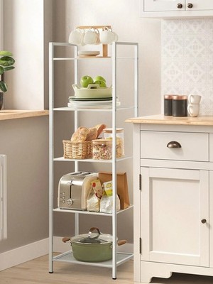 SONGMICS 5-Tier Storage Rack Extendable Metal Bathroom Shelf Adjustable Organize