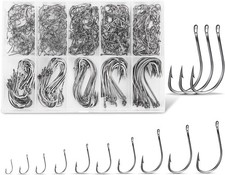 Carbon Steel Fishing Hooks 500Pcs/90Pcs, Circle Assortment for... 