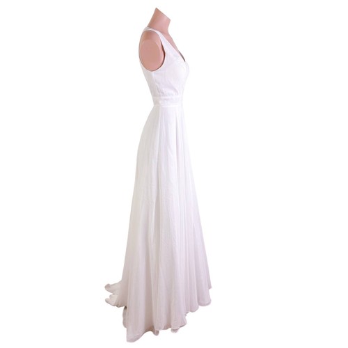 Abito da ballo Ieena Macduggal in chiffon senza maniche abito da sposa bianco 6 NUOVO - Foto 6 di 12