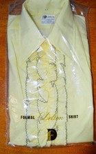 NWT 1970s Delton 15.5 - 16 34 yellow ruffle front fly collar formal tuxedo shirt