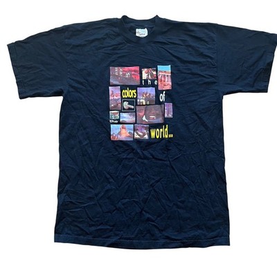 Vintage Screen Stars The Colors of the World Graphic T-Shirt Black Large 90s