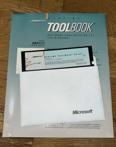 Asymetrix Runtime ToolBook Setup DayBook 5,25" Floppy Disk Vintage 1990