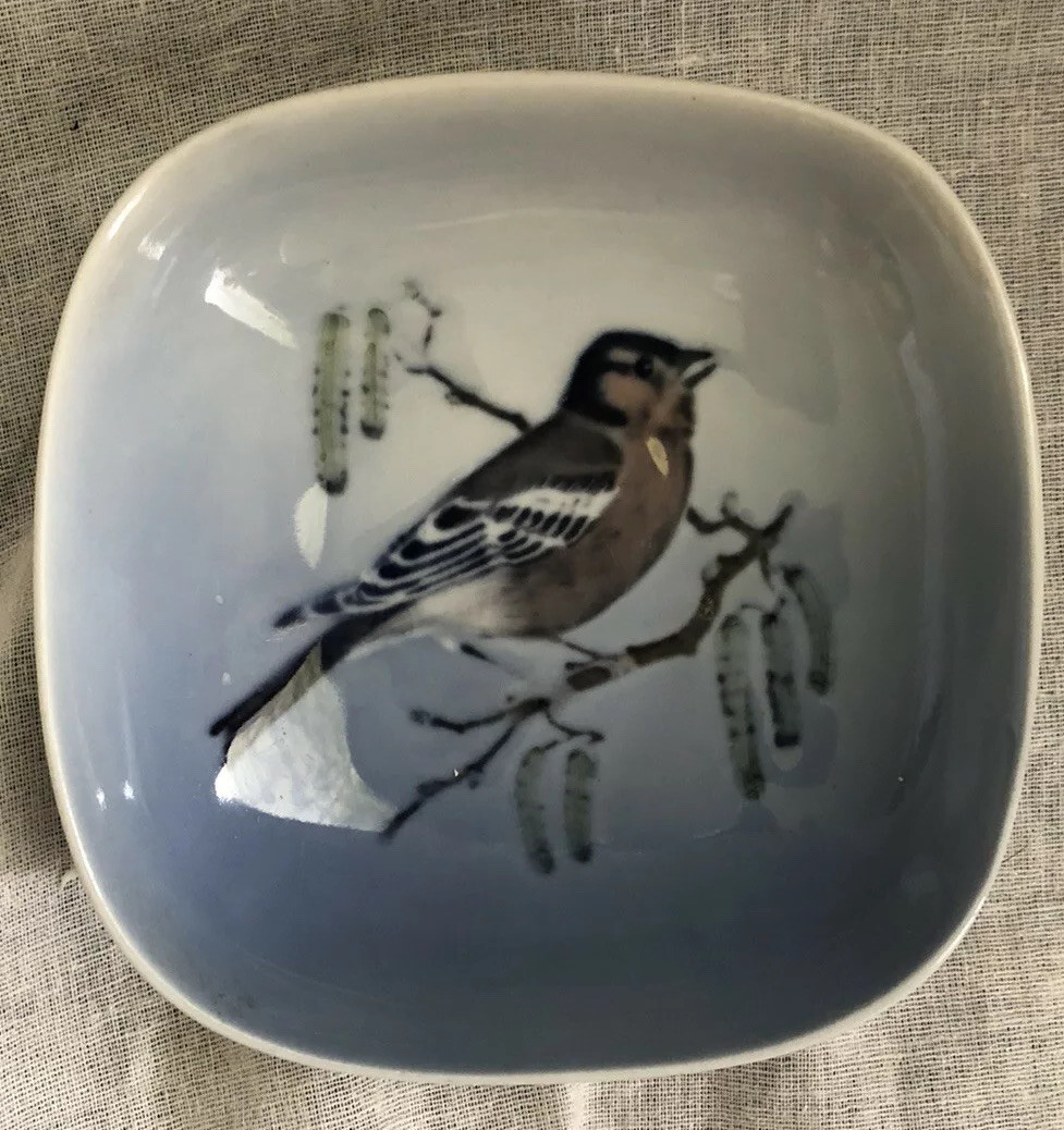 Royal Copenhagen Square Trinket Dish 4858 FRINGILA COELEBS Vintage