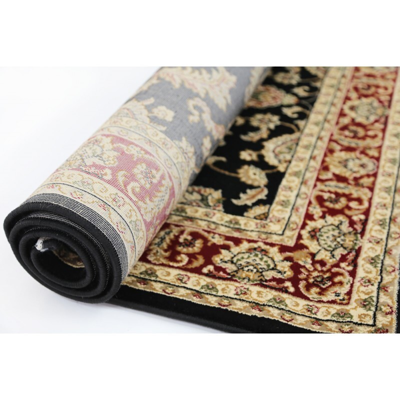 Traditional floor rug black red 160 x 230 cm heavy thread count NEW ...