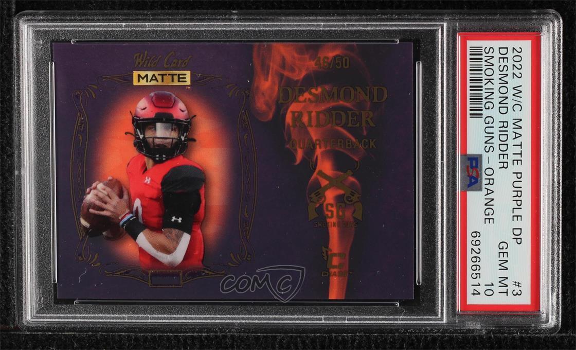 Desmond Ridder Wild Card Matte Purple Draft Pick Smoking Guns #3 Orange