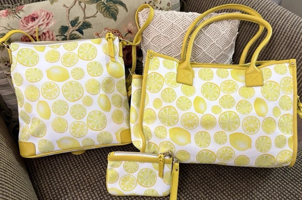 Dooney Bourke Bundle Set Limone Lemon Yellow Tote Crossbody Pouch Wristlet - Image 4 of 4